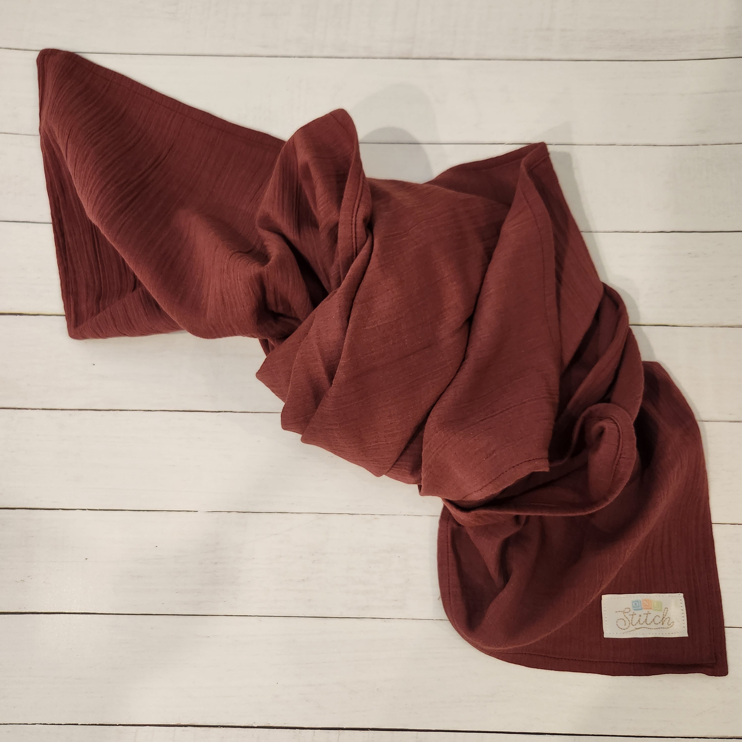 SAMPLE SALE - Colour block, double wrap snood - Burgundy, beige and high quality piccalilli.